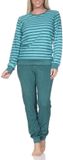 Normann Damespyjama van badstof met manchetten, gestreepte look, ook in grote maten