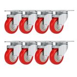 Set zwenkwielen 75 mm stil polyurethaan voor steekwagen, meubels, elektrische apparaten, werkbanken (8)