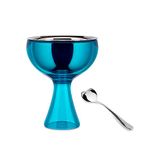 Alessi Big Love AMMI01S AZ - Set bestaande uit een ijskom en een ijslepeltje, in 18/10 roestvrijstalen spiegel gepolijst en thermoplastisch hars, blauw