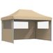 vidaXL Tente de réception pliable pop-up avec 3 parois latérales beige