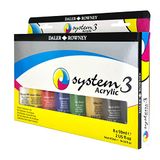Daler-Rowney System3 59ml acrylverf selectieset, 8 x diverse levendige kleuren, multi-oppervlak, ideaal voor professionele kunstenaars en studenten