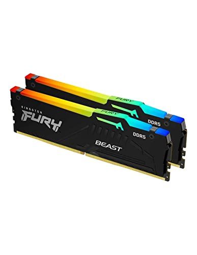 Kingston FURY Beast Zwart RGB 16GB (2x8GB) 6000MT/s DDR5 CL36 DIMM Desktop Gaming Geheugen Set van 2 AMD EXPO/Intel XMP - KF560C36BBEAK2-16