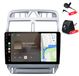 Peugeot Autoradio avec caméra et microphone, 2+64 Go de stockage, adapté pour Peugeot 307 SW CC (2002-2013), avec Carplay, Android Auto, navigation GPS Android, Wi-Fi, Bluetooth, DAB+RDS, commande au volant et écran de 9 pouces