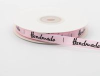 Merkloos LEDUC Satijnen Lint "Handmade" Roze 10mm 22m