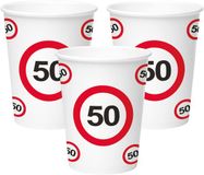 Folat Party Products Folat 50 Jaar Verkeersbord Papieren Bekers 350ml - 8 stuks