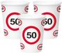 Folat Party Products Folat 50 Jaar Verkeersbord Papieren Bekers 350ml - 8 stuks