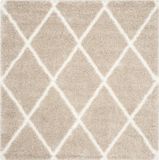 Safavieh Shaggy Geweven Binnen Vloerkleed, Montreal Shag Collectie, SGM831, in Beige & Ivoor, 122 X 122 cm