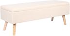 Merkloos Relaxdays Zitbank met opbergruimte - Beige - 40x110x40 cm