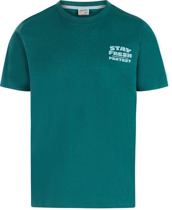 Protest PRTJarco Heren T-shirt Korte Mouwen Ronde Hals Normale Pasvorm Biologisch Katoen Dark Teal M