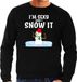 Bellatio Decorations Foute humor Kersttrui - sexy sneeuwpop - Kerst sweater - zwart - heren - kerstborrel S