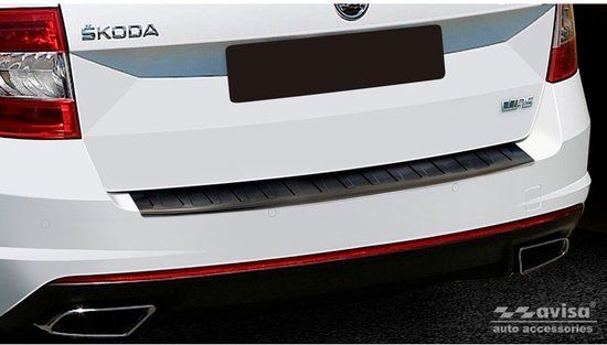 Zwart Avisa Zwart RVS Achterbumperprotector passend voor Skoda Octavia III Kombi RS 2013-2016 & FL 2017-2020 'Ribs'