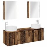 vidaXL Badkamerkast - set - 5 - st - Oud - hout - Bewerkt - hout