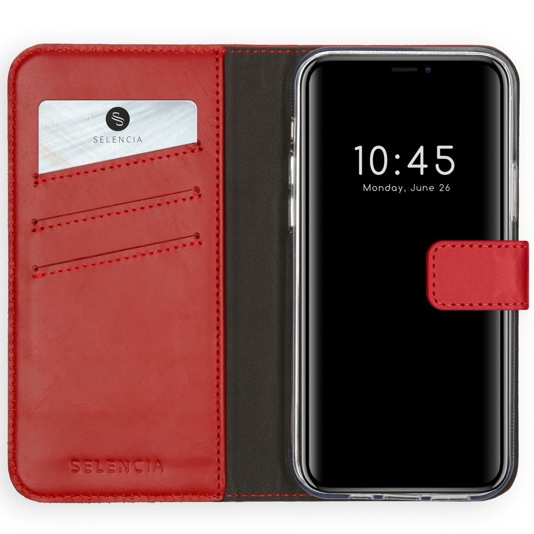 Selencia Lederen Booktype voor de iPhone 12 6 7 inch - Rood