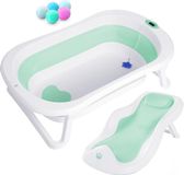 Opvouwbaar Icecat Opvouwbaar babybadje met badzitje/badje XXL met thermometer om de watertemperatuur te regelen/badje op 3 niveaus - vanaf geboorte tot 3 jaar - groen