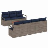 vidaXL Tuinbank Set 8-delig Grijs Polyrattan