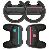 NONE Nintendo Switch Joy-Con Ergonomic Steering Wheel Set, 4-Piece, Black