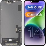 MP Apple Écran avec Touchscreen MP compatible avec iPhone 14, avec Cadre, Version Soft OLED FHD Diagnostic, Noir