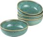 Merkloos Ceramische Saladekommen - 530 ml - Set van 4 - Glanzend Groen