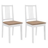 VidaXL Eetkamerstoelen met kussens 2 st massief hout wit