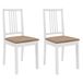 VidaXL Eetkamerstoelen met kussens 2 st massief hout wit