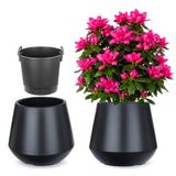 KADAX Bloempot met binnenpot, plastic sierpot vorstbestendig voor bloemen en planten, staand antraciet 39x35cm