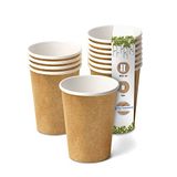 GREENBOX 50 stuks kartonnen wegwerpbekers van karton, wegwerp bio, papieren bekers aan de binnenkant, wit, buitenwand bruin, 300 ml, 100% biologisch afbreekbaar, gecertificeerd composteerbaar