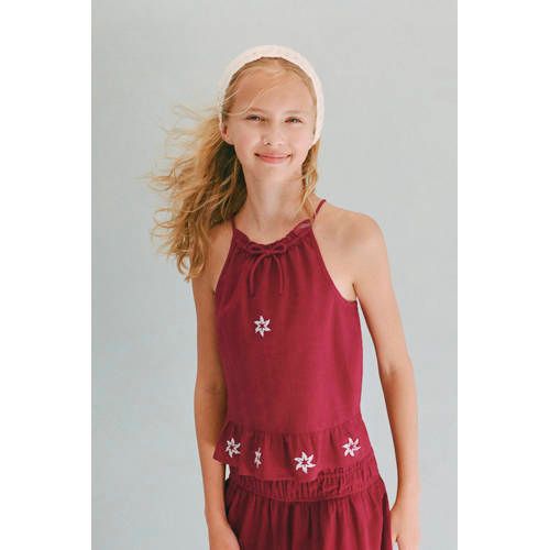 Mango Kids haltertop met sterren - donkerrood