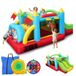 Groot springkasteel voor kinderen, 2-in-1 verbindbare opblaasbare trampolineburgset, opblaasbaar hindernisparcours speelcentrum voor de tuin, complete set met ventilator (verbindbaar B)