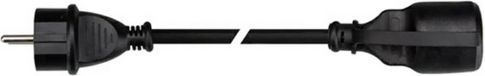HQ-Power Verlengkabel, met krimpkous, H05RR-F 3G1.5, 1.5 m, 16 A/230 V, 3680 W, type E/F, IP44, rubber, zwart