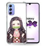 Cokitec Samsung Galaxy A34 5G Manga Demon Slayer Nezuko Beschermhoes van gehard glas