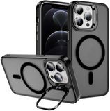 Selected by GSMpunt.nl Hoesje Geschikt voor Apple iPhone 12 / 12 Pro - Compatibel met MagSafe & Qi2 - Back Cover met Standaard - Camera Kickstand - Zwart