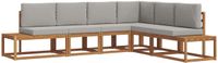 vidaXL 6-delige Buitenbank Set Massief Acacia Hout en Polyester