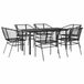 vidaXL 7-delige Tuinset met Eettafel - Poly Rattan - Glas - Zwart