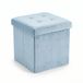 SCENA LIVING - Poef met opbergruimte, fluweel, inklapbaar, 38 x 38 x 38 cm - blauw