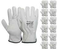 RuviGrab - Verpakking van 12 paar - werkhandschoenen van leer, tuinhandschoenen, lederen handschoenen, werkhandschoenen voor heren en dames