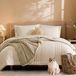 Abrikoos-beige microvezel 7-delige beddengoedset
