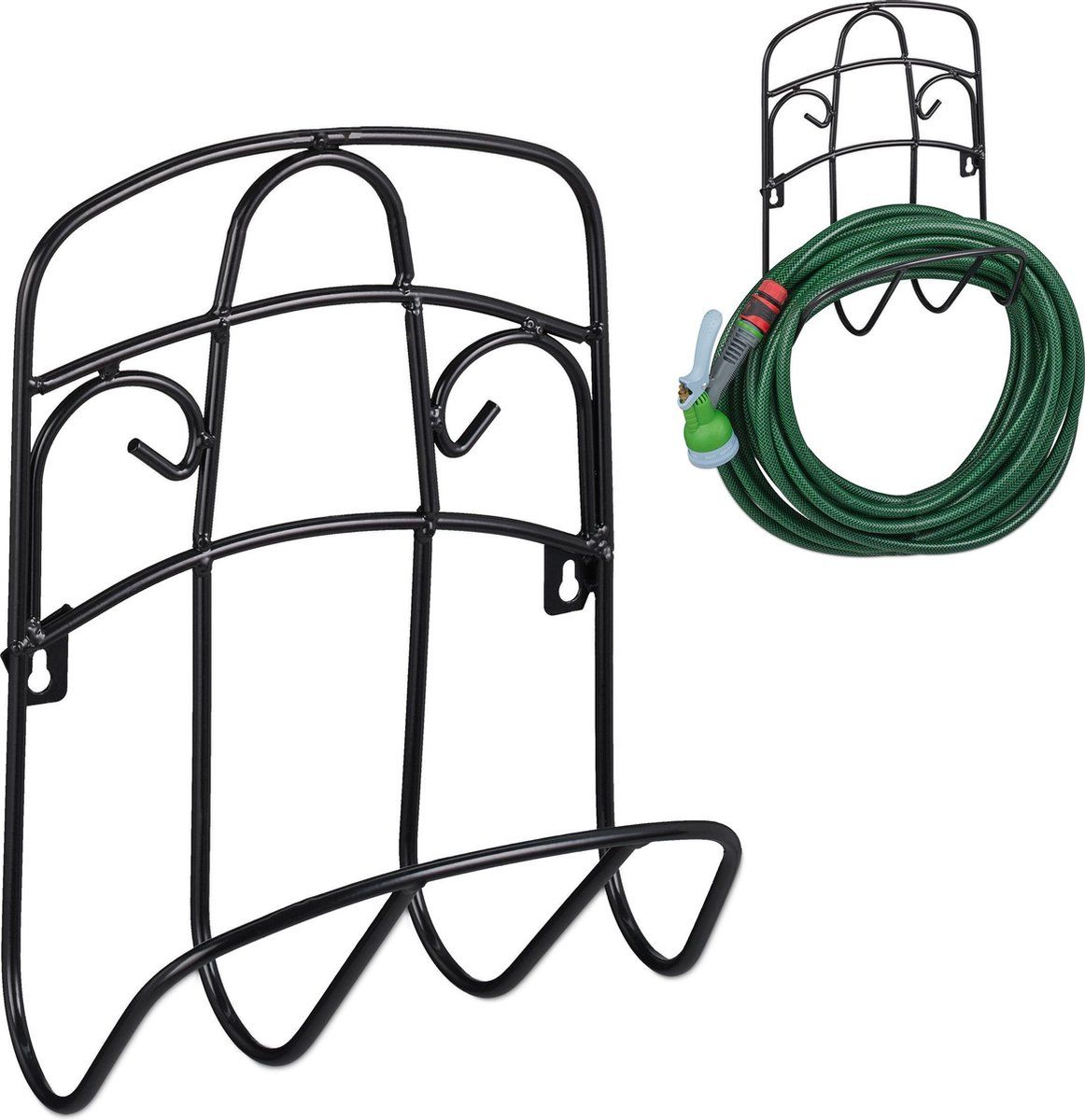 Relaxdays slanghouder muur - tuinslanghouder - waterslanghouder - metaal - voor 38 meter