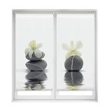 Blindecor Duo Relax Verduisteringsrolgordijn, 2 stuks, zonder boren, Easy Fix, digitale print, orchideeënmodel, 60 x 150 cm