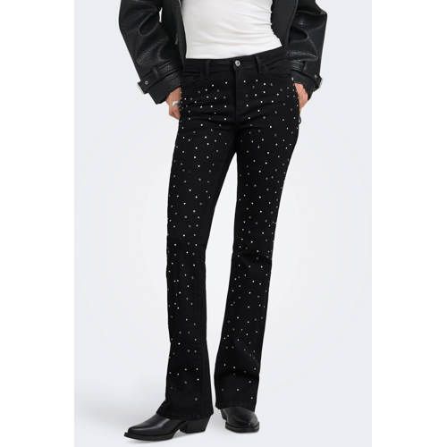 ONLY ONLY Onlwauw Mw Flared Studs Dnm flared jeans met studs - zwart