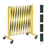 VEVOR Uitschuifbare barricade, 3,94 m, inklapbaar, met wiel en rem, draagbaar metalen hek van aluminiumlegering, voor bouwplaatsen, kamercontrole, zwart/geel