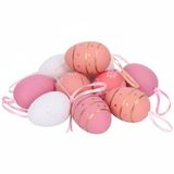 Home & Styling Paaseieren hangdecoraties - Koraalroze - 12 stuks - 6 cm - Kunststof