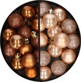 Kaemingk B.V. Boules de Noël en plastique 28x - 3 cm - Marron clair/Marron