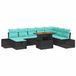 vidaXL Banc de jardin - Set - 9 - pièces - Noir - poly - rotin