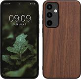 kwmobile telefoonhoesje geschikt voor Samsung Galaxy A55 5G - Hoesje met bumper in donkerbruin - Backcover - hout