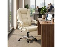 HOMCOM Fauteuil de bureau pivotant en cuir PU, fonction bascule, dossier haut, hauteur réglable, capacité 120 kg, noir