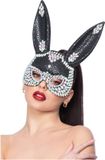 Smiffys Fever - Jewel Sequin Rabbit Mask - Zwart/Zilverkleurig