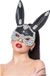 Smiffys Fever - Jewel Sequin Rabbit Mask - Zwart/Zilverkleurig