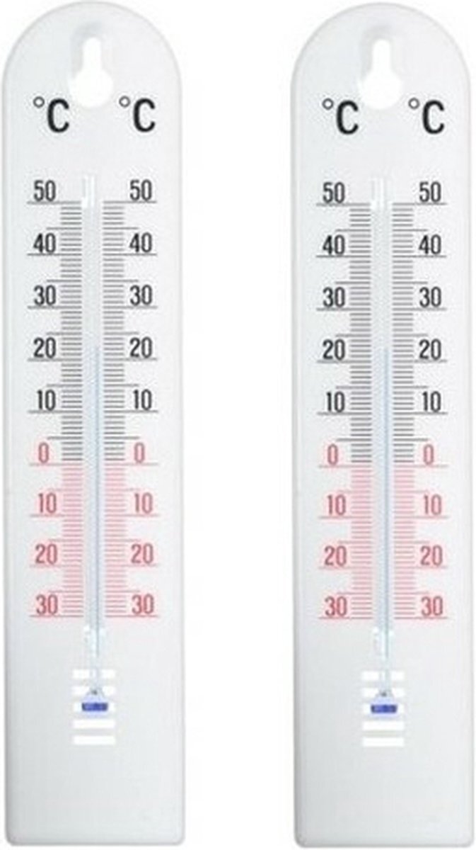 Ubbink Set van 2x witte thermometer voor binnen en buiten 20 cm kunststof