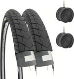 Ecovelò 2 x banden 26 x 1 3/8 (37-590) + binnenband unisex volwassenen, zwart
