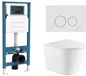 QeramiQ Dely Toiletset - réservoir encastré Qeramiq Flush - abattant slim - plaque de commande en marbre blanc naturel - boutons ronds - blanc mat